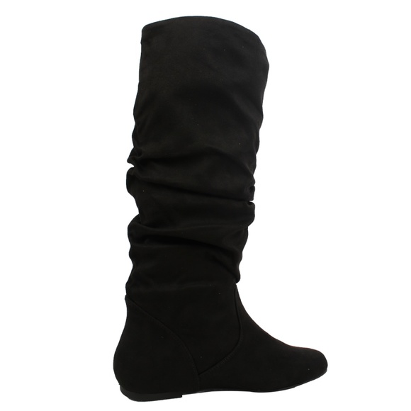 Restock!!! Black Faux Suede Slouchy Knee High Boot - Picture 4 of 8